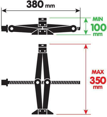 Lampa Hand Operated Scissor Jack with Lifting Capacity up to 35cm and Weight Capacity up to 1 Ton