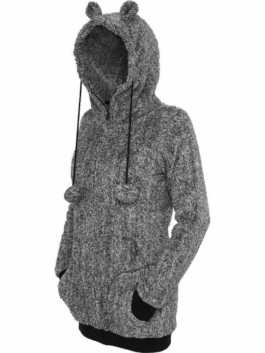 Long Women's Cardigan with Zipper Black/White
