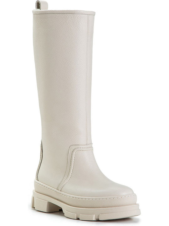 Leder Damenstiefel Beige