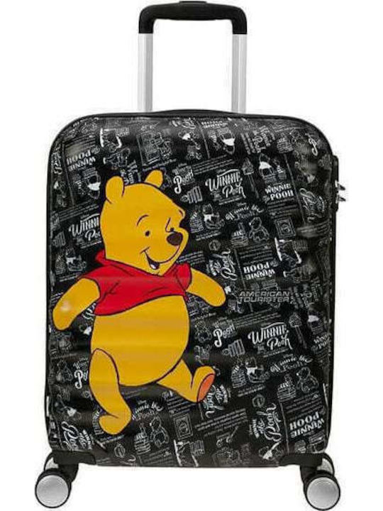 American Tourister Wavebreaker Disney Kids Cabin Hard Black Suitcase With 4 Wheels Height 55cm