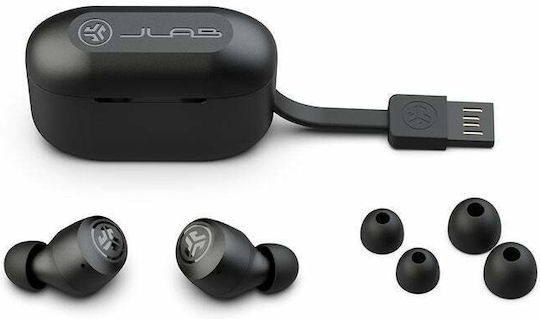 Jlab GO Air Pop In-Ear Bluetooth-Freisprecheinrichtung Kopfhörer mit Schweißresistenz und Ladeetui Schwarz