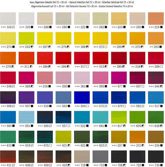 Royal Talens Amsterdam Acrylic Paint Set in Multicolour color 20ml 72pcs