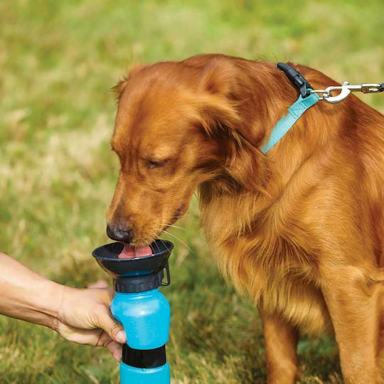 Sticlă de Apă din Plastic pentru Câine și Pisică 500ml în Culoare Albastră