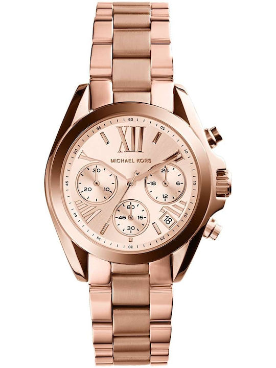 Michael Kors Bradshaw Γυναικείο Ρολόι 36mm Χρονογράφος Μπαταρίας με Ροζ Χρυσό Μεταλλικό Μπρασελέ