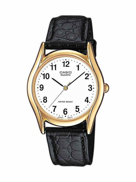 Casio Damen Uhr mit Schwarz Lederarmband