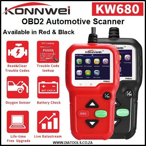 Konnwei Диагностичен инструмент за автомобили Дигитален OBD 2 с Кабел