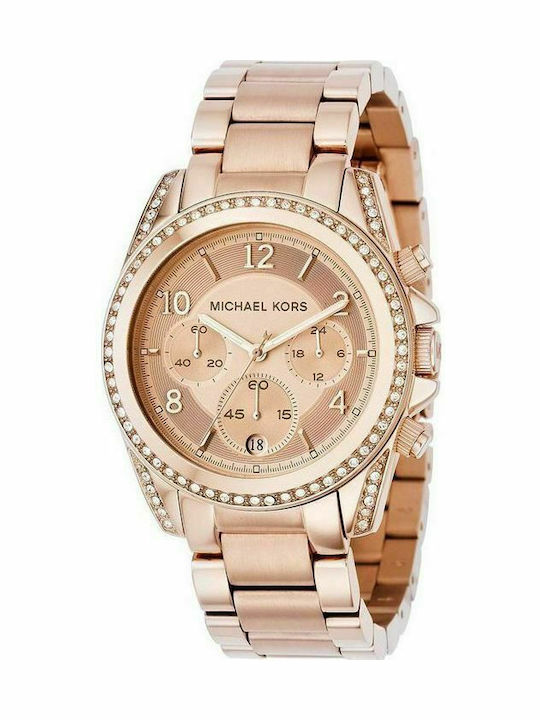 Michael Kors Blair Γυναικείο Ρολόι 39mm Χρονογράφος Μπαταρίας με Ροζ Χρυσό Μεταλλικό Μπρασελέ