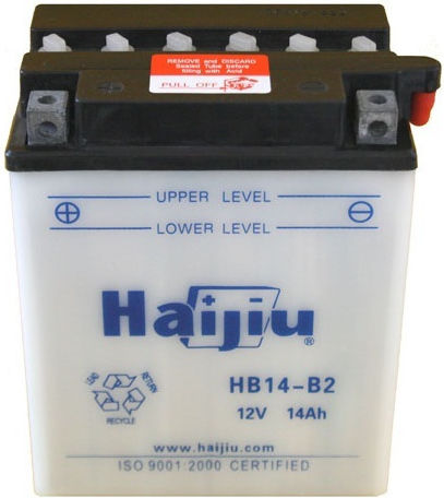 HaiJiu Motorradbatterie YB14-B2 mit Kapazität 14Ah