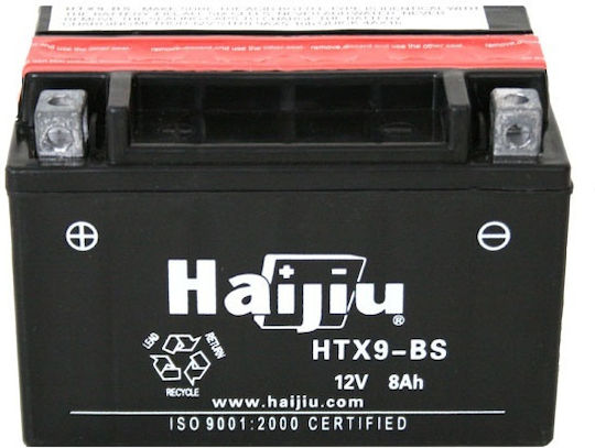 HaiJiu Motorcycle Battery YTX9-BS 135A with Capacity 8Ah