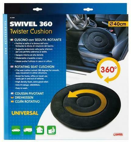 Lampa Swivel 360 Car Pillow Twister Cushion Seat Pillow 40cm in Black Color