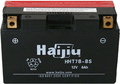 HaiJiu Closed Type Motorcycle Battery YT7B-BS with Capacity 6.5Ah