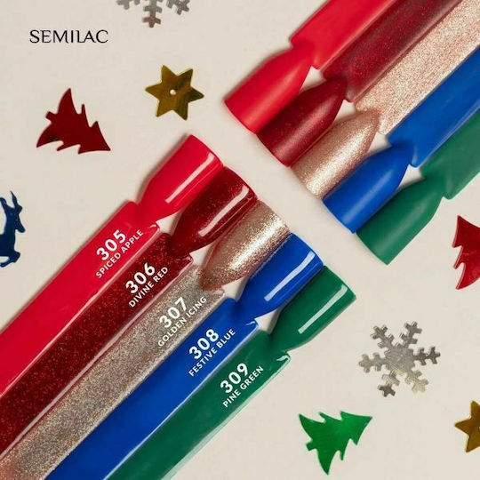 Semilac Classic Ημιμόνιμο Βερνίκι Νυχιών Golden Icing 307 με Glitter 7ml
