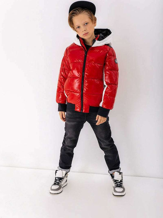Kids' Quilted Jacket Short with Hood Red