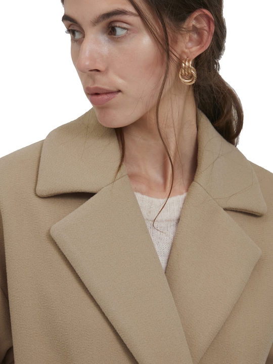 Damenmäntel Beige mit Gürtel
