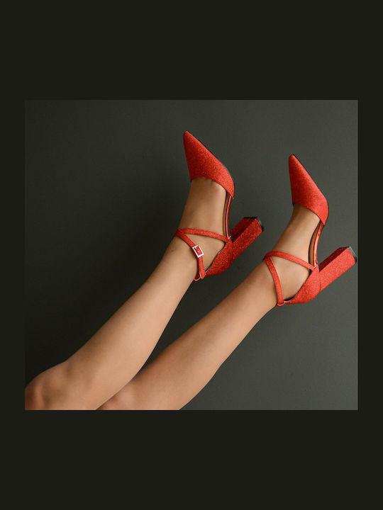Pumps mit Riemchen Rot