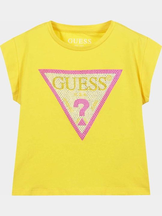 Kinder-Crop-Top Kurzarm Gelb