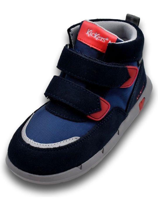 Junibo Παιδικά Sneakers High Ανατομικά με Σκρατς Navy Μπλε