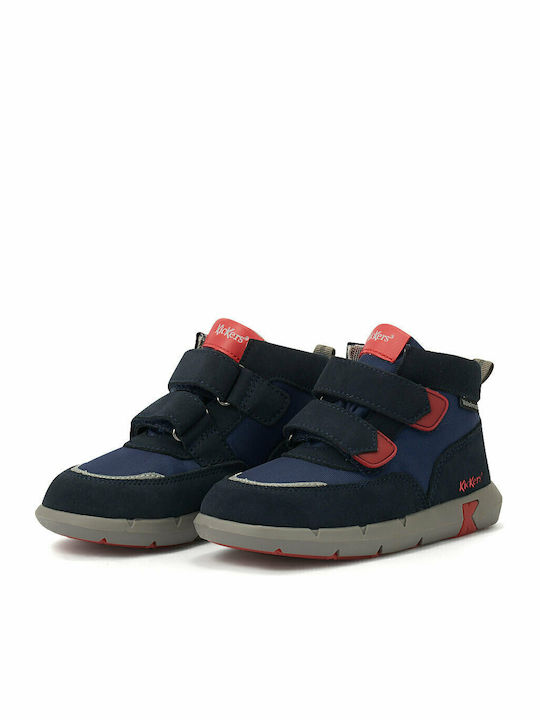 Junibo Παιδικά Sneakers High Ανατομικά με Σκρατς Navy Μπλε