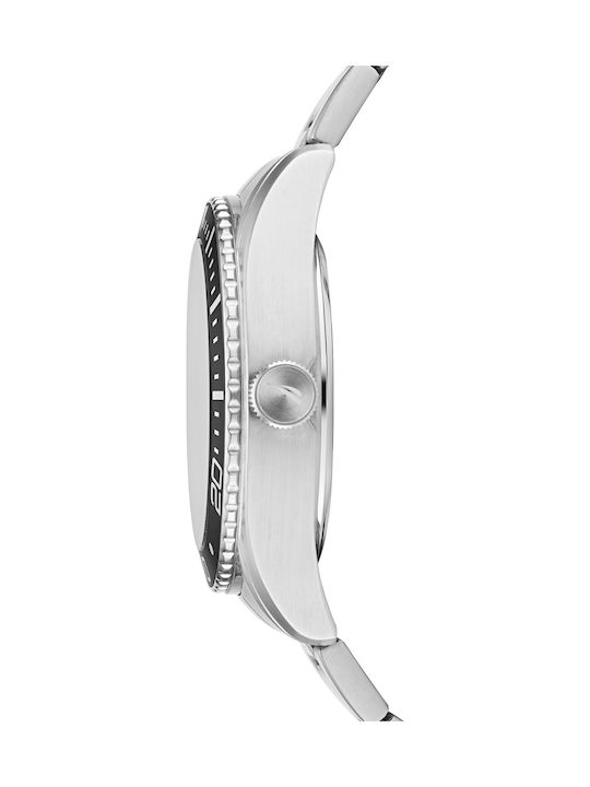 Nautica Ανδρικό Ρολόι 44mm Μπαταρίας με Ασημί Μεταλλικό Μπρασελέ