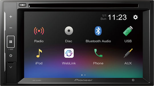 Pioneer Автомобилна Аудио Система 2DIN (Блутут/USB/AUX/WiFi/GPS/Apple-Carplay/Android-Auto) с Тъчскрийн 6.2" & Сваляем Панел