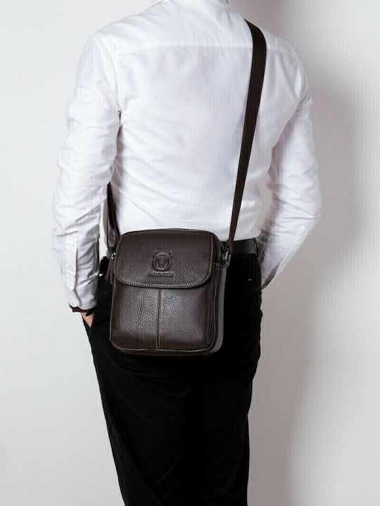 DJB-07 Leather Men's Bag Shoulder / Crossbody Dark Brown