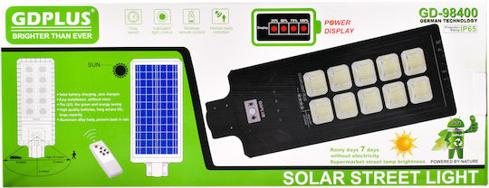 GDPLUS Ηλιακό Φωτιστικό Δρόμου 400W Ψυχρό Λευκό 6500K με Αισθητήρα Κίνησης και Τηλεχειριστήριο IP67 77.5x29x8εκ.