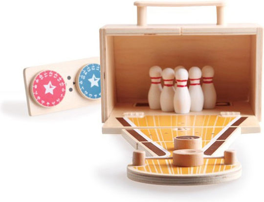 Zenit Toys Дървено Настолно Топче Pinball Куфарче Боулинг Преносимо За 3-8 Години