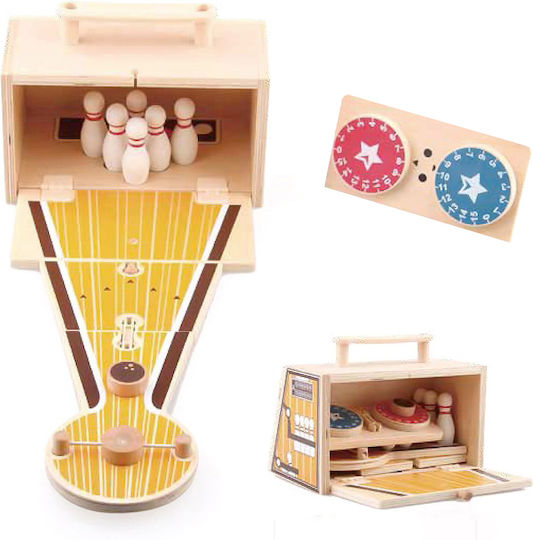 Zenit Toys Дървено Настолно Топче Pinball Куфарче Боулинг Преносимо За 3-8 Години