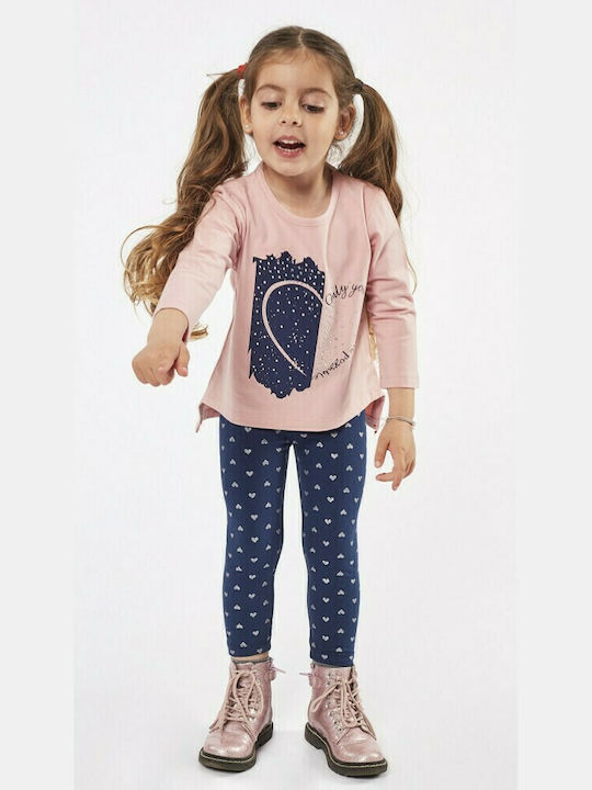 Εβίτα Kids Set with Leggings Winter 2pcs Pink