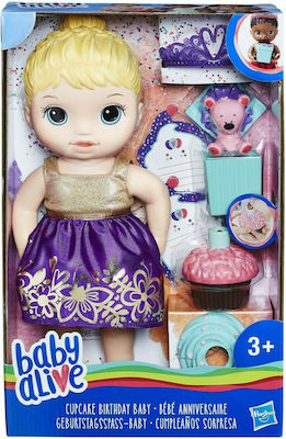 Hasbro Baby Doll Set Baby Alive Cupcake Birthday Baby Blonde for 3+ Years Old