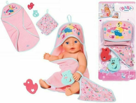 ZAPF Creation Baby Born Zubehör Bad Kapuzenhandtuch und Schwamm Rosa