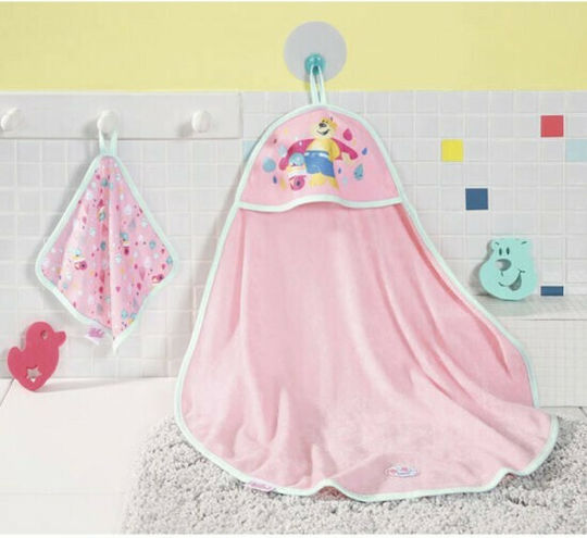 ZAPF Creation Baby Born Zubehör Bad Kapuzenhandtuch und Schwamm Rosa