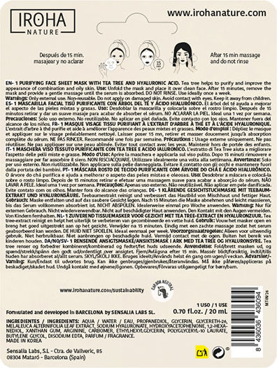 Iroha Nature Tea Tree Gesichtsmaske für das Gesicht für Reinigung 20ml