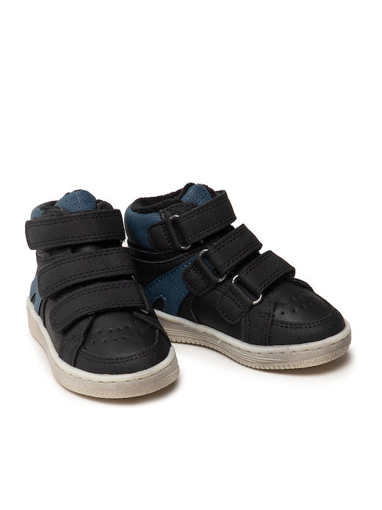 Lohan Παιδικά Sneakers High Ανατομικά με Σκρατς Navy Μπλε