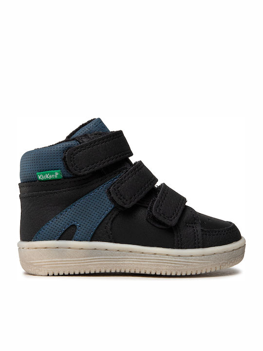 Lohan Παιδικά Sneakers High Ανατομικά με Σκρατς Navy Μπλε
