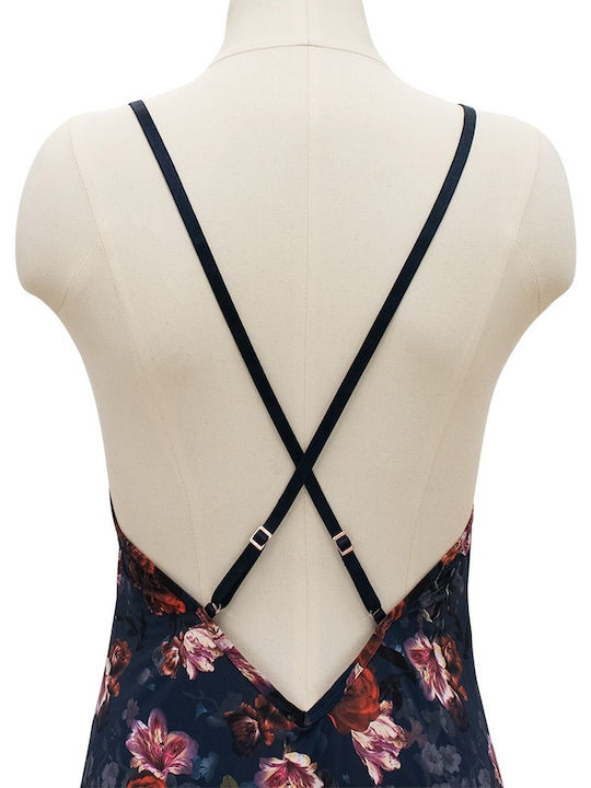 Dorina Sommer Satin,σατεν Damen Nachthemd Marineblau Mystic