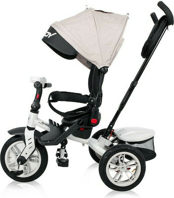 Lorelli Speedy 360º Kids Tricycle Convertible With Air Wheels, Sunshade, Push Handle & Storage Basket for 1-3 Years Beige