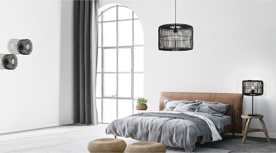 Zambelis Lights Table Lamp for Socket E27 with Black Shade and Base