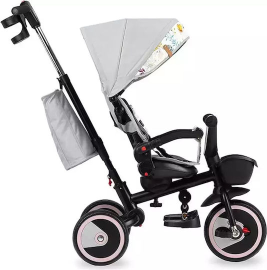 Momi Kids Tricycle Bicycle Invidia Convertible with Storage Space, Tent & Parental Handle for 9+ Months Gray