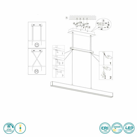 Trio Lighting Paros LED Γραμμικό Φωτιστικό Οροφής 21W Θερμό Λευκό IP20 με Ρυθμιζόμενη Ένταση Μ90xΒ11xΥ90εκ.