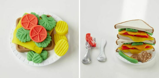 Hasbro Play-Doh Plasticine Game Kitchen Creations Cheesy Sandwich For 3+ Years 7pcs