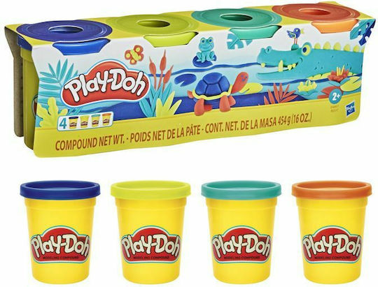 Hasbro Play-Doh 4 Теста за Моделиране Пластелин Wild за 2+ Години Лайм, Синьо, Зелено, Оранжево