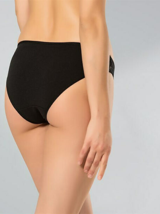 Namaldi Baumwolle Damen Slip mit Spitze Schwarz