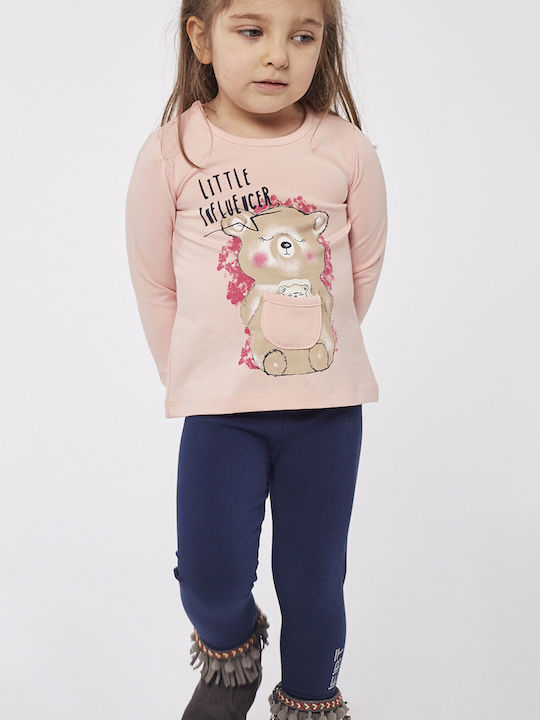 Εβίτα Kids Set with Leggings Winter 2pcs Pink