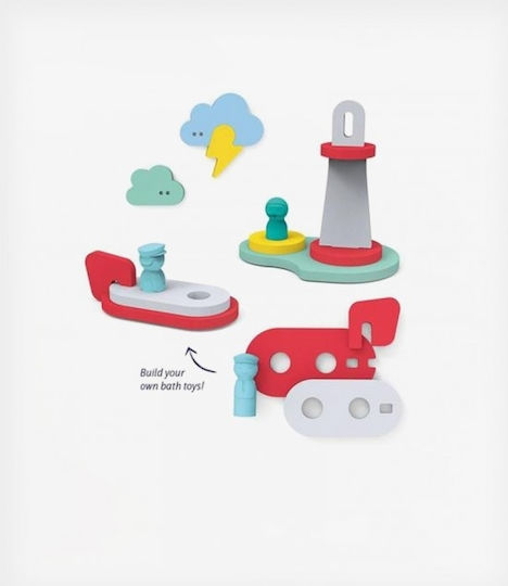 Quut Schaumpuzzle Leuchtturm und Boot Badeboote für 10++ Monate