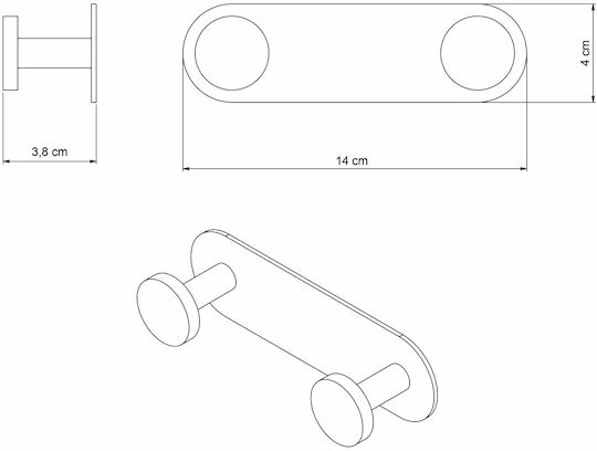 Grekon Double Wall-Mounted Bathroom Hook Inox Silver