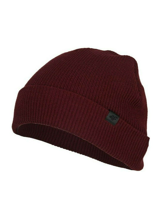 4F Beanie Masculin Căciulă Tricotat în culoarea Burgundy