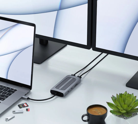 Satechi USB-C Docking Station with HDMI 4K PD Ethernet and Support for 2 Monitors Gray (ST-UCMXAM)