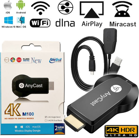 Stick TV inteligent Anycast M100 4K UHD cu Wi-Fi / HDMI