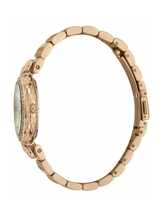 Just Cavalli Set Crystals Watch with Pink Gold Metal Bracelet